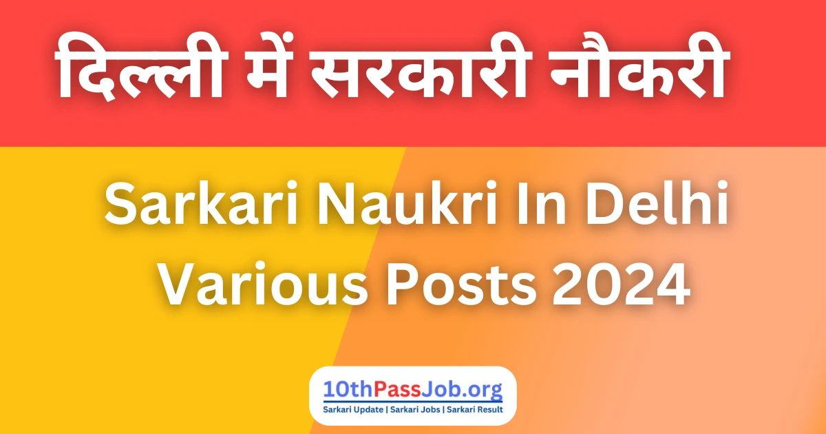 Sarkari Naukri In Delhi 2024 Sarkari Naukri In Delhi 2024 Various Posts